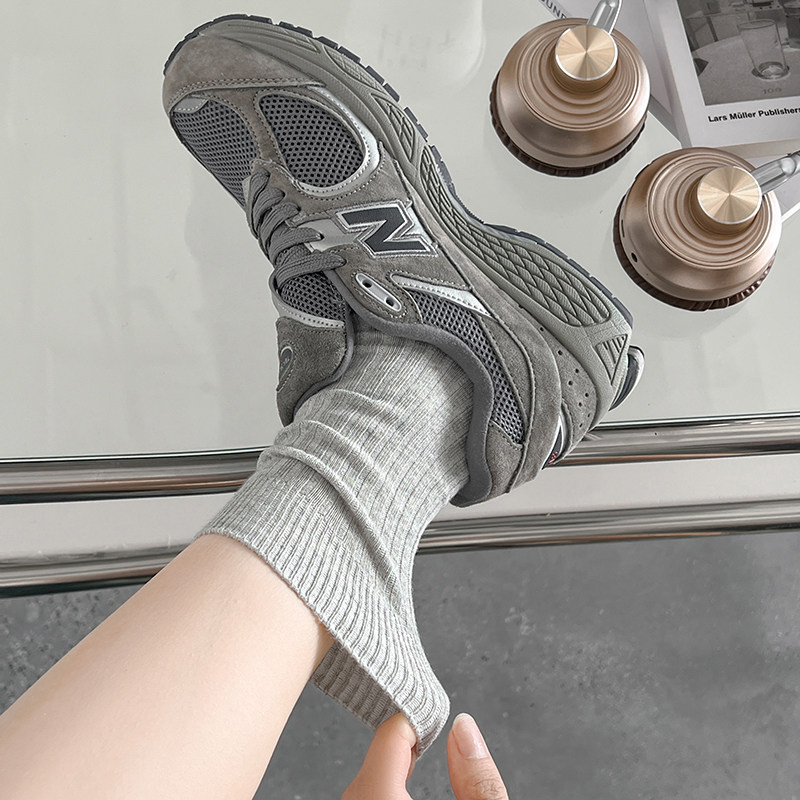 灰色袜子女中筒袜春夏季薄款