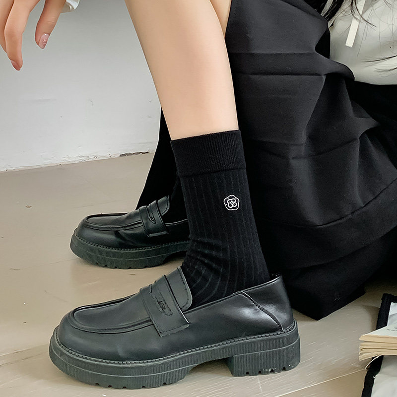 山茶花袜子女夏季薄款无骨纯棉中筒全棉防臭吸汗黑色长筒袜配皮鞋,女士内衣/男士内衣/家居服,中筒袜,淘宝优惠券,粉丝福利购,淘宝优惠卷