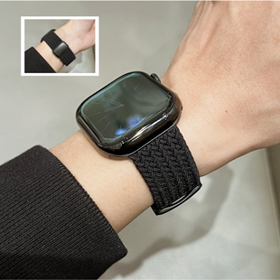 适用苹果s11编织磁吸表带applewatchs10/9男生女生se3代运动透气