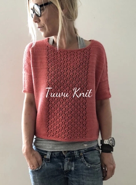 欧若拉 前镂空套衫棒针编织中文图解文字说明