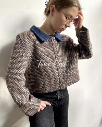 【英文】Soigne Jacket 女士翻领小夹克棒针手编文字解 部分视频