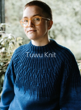 天空 男女同款育克毛衣棒针编织中文图解文字说明