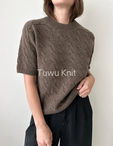 英文 Shoreline Tee 女士波纹麻花短袖棒针编织文字解说明 220