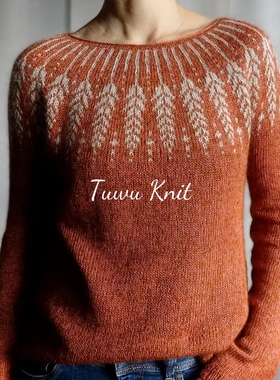 拾穗提花套衫棒针编织中文图解文字说明 非 视频