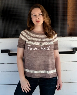 悠扬 镂空拼接短袖棒针编织中文图解文字说明