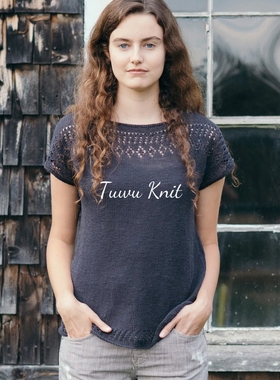 卡伦 镂空肩短袖棒针编织中文图解文字说明