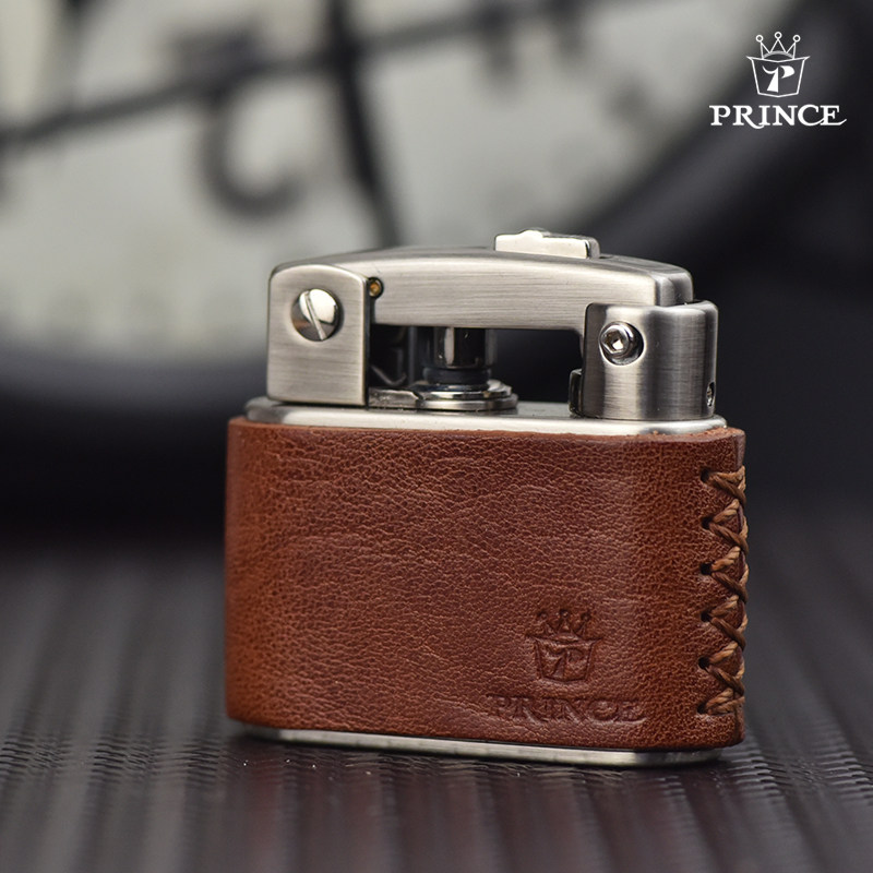 王子PRINCE 真皮煤油打火机 怀旧复古经典一键自动点火 限量款