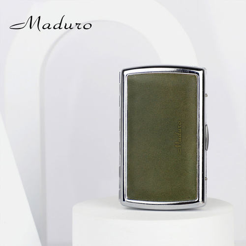Maduro意大利玛杜罗烟盒王子真皮皮雕海浪烟盒黄铜便携男士礼物