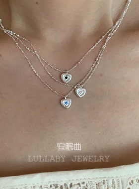 安眠曲纯银爱心花纹项链锁骨链