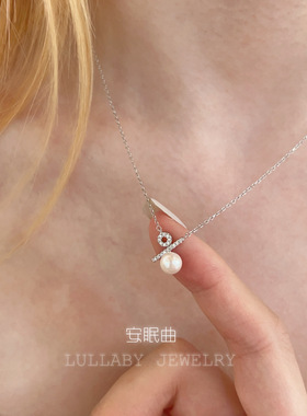 《百分》符号s925纯银珍珠项链女