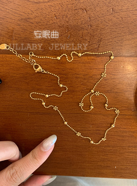 复古碎花小金珠叠戴锁骨链