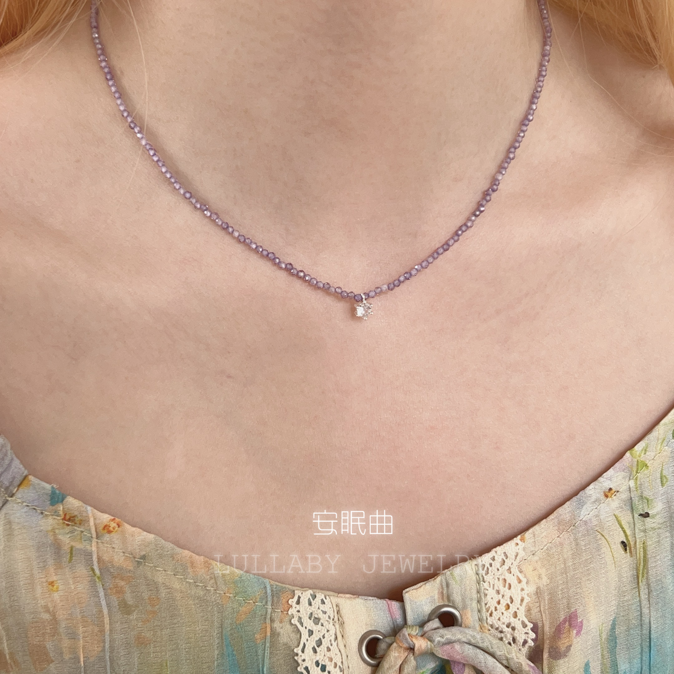 实物好美！自制韩国串珠单钻项链女小众设计高级感锁骨链闺蜜礼物