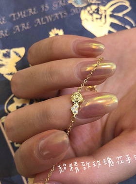 lullaby精致爱心玫瑰花925纯银镀14k黄金简约手链女百搭纤细ATOWN