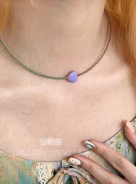 会沦陷的撞色～自制爱心项链