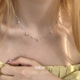 cleanfit！不掉色s925纯银小圆球项链女项链女裸链锁骨链生日礼物