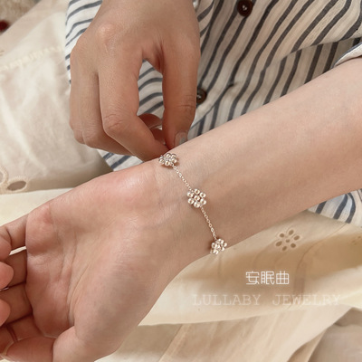 韩国小众设计s925纯银花朵手链
