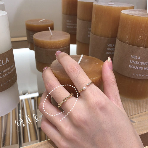 小清新百搭叠戴镀金戒指女