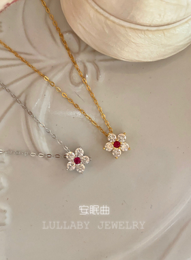 走花路！毕业礼物s925纯银花朵闪钻小众设计甜美少女锁骨链项链女