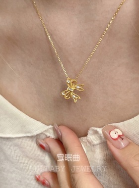 金店款！s925纯银蝴蝶结项链