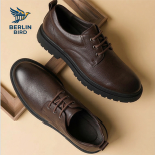 春秋季新款男士皮鞋休闲百搭软底防滑青年日常工作鞋黑色男鞋潮流