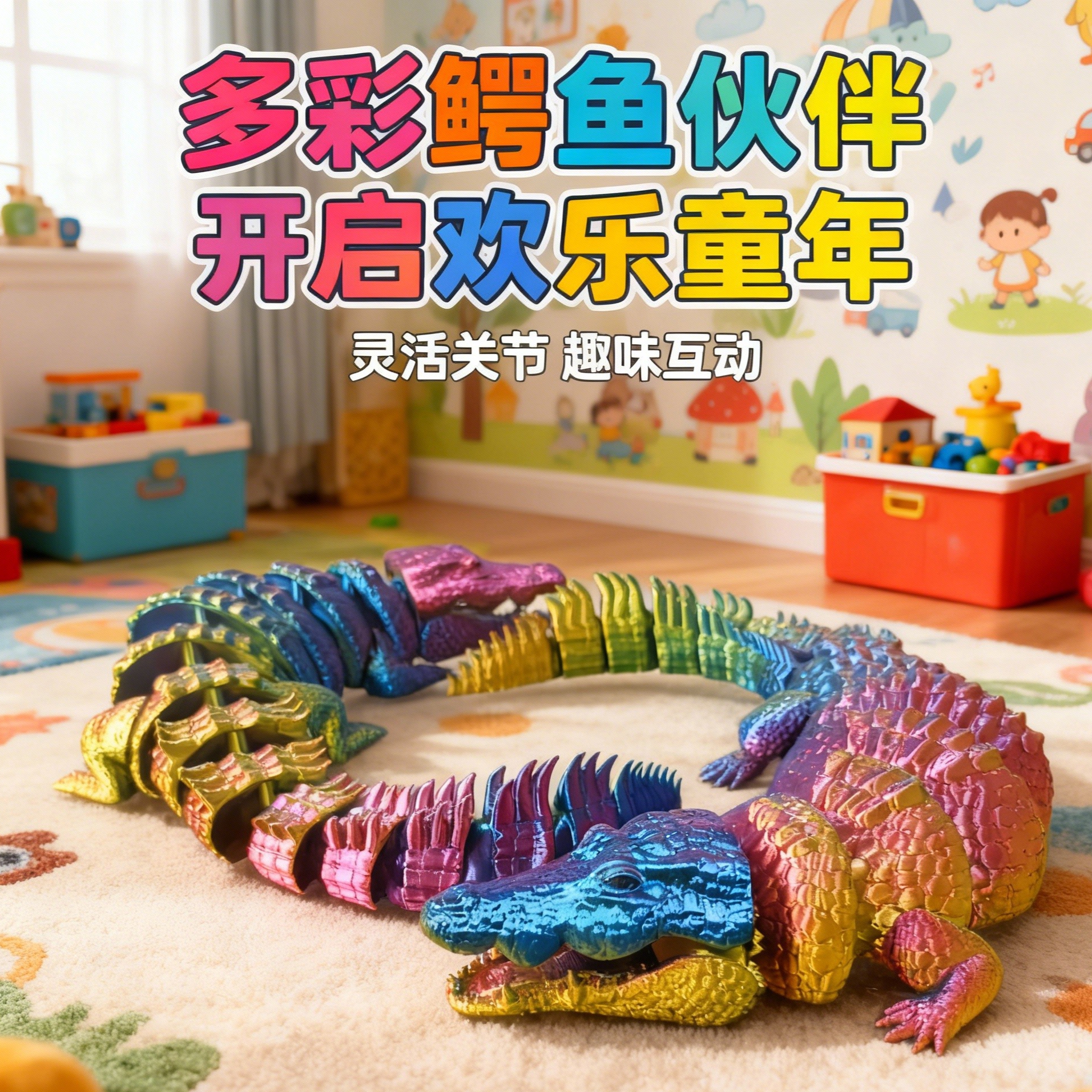 3d打印鳄鱼玩具关节可动仿真动物摆件手办模型装饰创意潮玩礼物