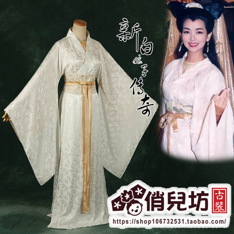 新白娘子传奇白娘子同款服装定制米白色金色头纱服装红色白素贞装