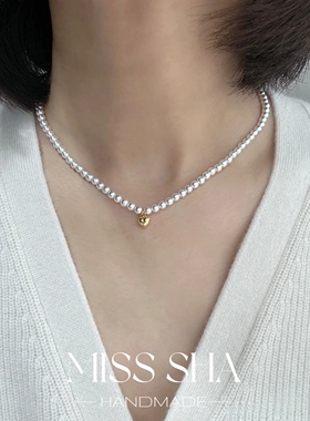 【一心一意】人造仿澳白冷光Baby珠珠小音符珍珠项链颈链