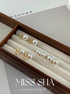 【升级版仿天女】人造仿akoya海水珍珠耳钉耳夹S925简约耳饰