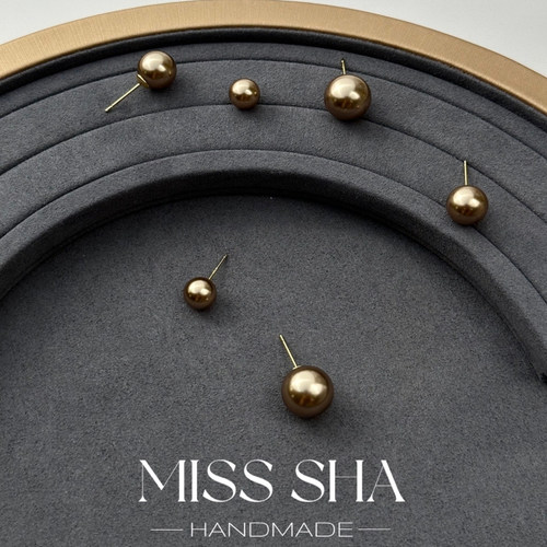 美拉德纯银耳钉珍珠耳钉女