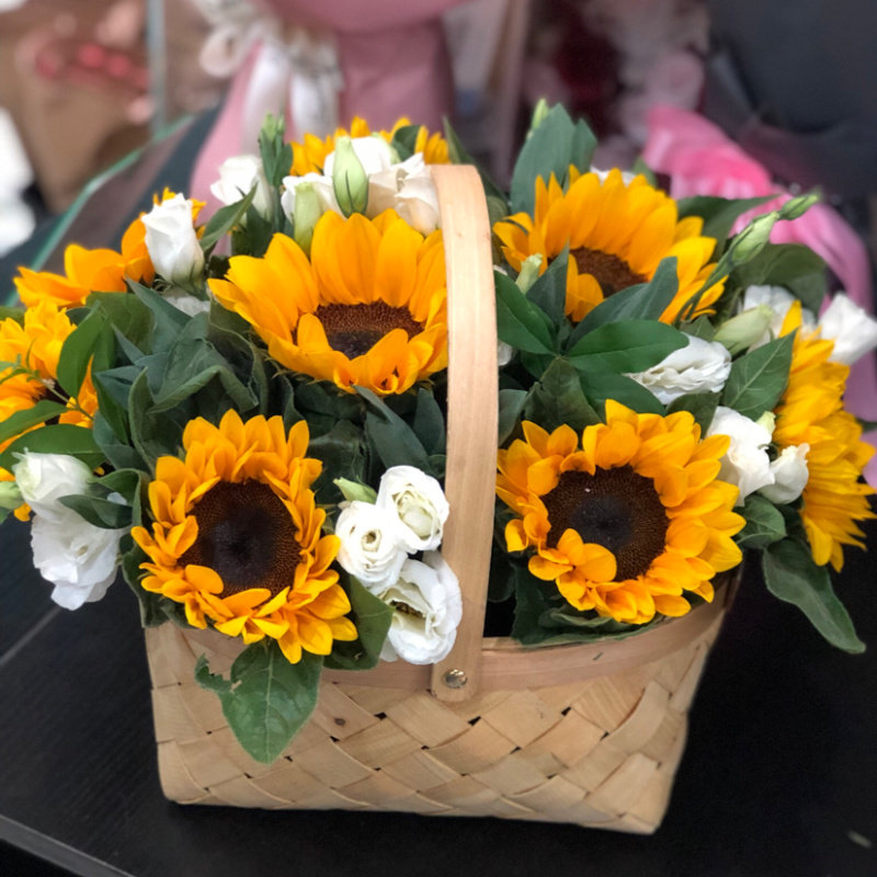 无锡江阴宜兴鲜花店同城速递父亲节开业生日新生儿向日葵手提花篮