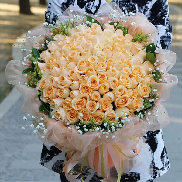 无锡江阴宜兴鲜花店同城速递配送女朋友老婆66支99朵香槟玫瑰花束