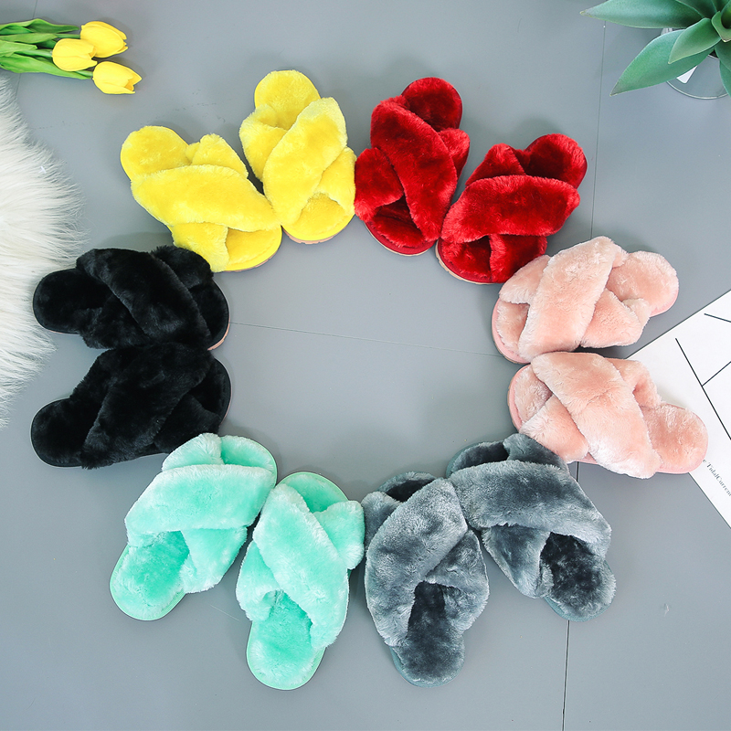 百搭秋冬新款防滑木地板毛毛拖鞋