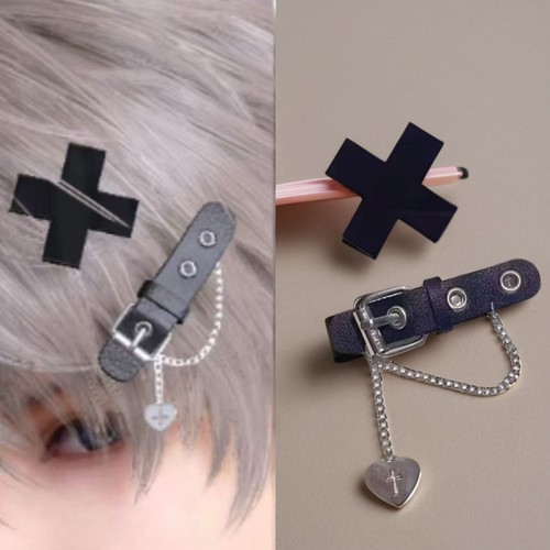恋与深空秦彻同款发夹黑色十字架