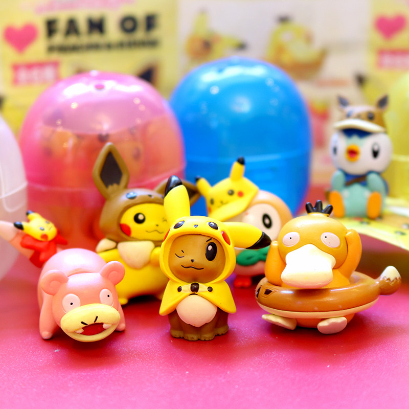 日本扭蛋口袋妖怪皮卡丘变装伊布可达鸭呆呆兽木木枭公仔摆件礼物