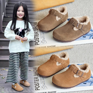 儿童勃肯鞋2025冬季新款女童鞋子男童皮鞋二棉鞋加绒宝宝豆豆真皮