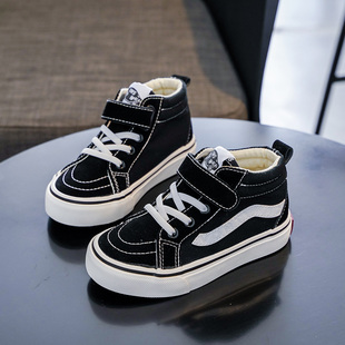 儿童鞋子2026春秋新款女童帆布鞋高帮男童宝宝休闲板鞋软底春款潮