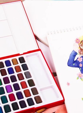 德国576048固体水彩颜料48色套装水彩画手绘辉柏嘉多色套装多用途