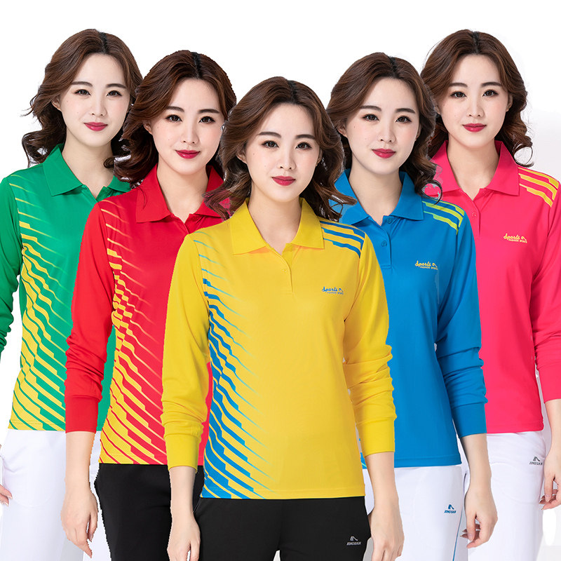 晋冠春秋运动套装女男长袖t恤翻领套头两件套佳木斯广场舞团体服