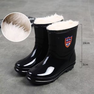 上海回力雨鞋男款中筒雨靴加绒保暖防水鞋防滑耐磨水鞋劳保雨靴冬