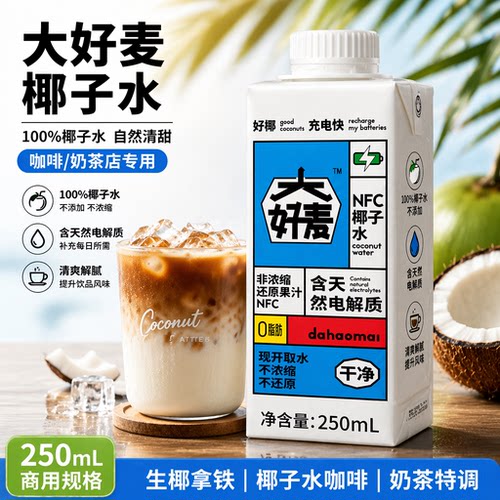 大好麦椰子水250ml商用生椰拿铁咖啡奶茶店专用椰萃纯椰子水椰汁
