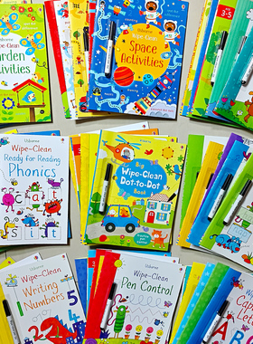 可擦写反复使用学习英文英语幼儿园早教连线带笔wipe clean练习册