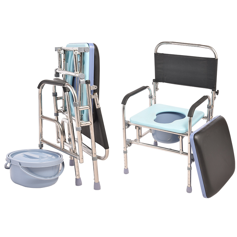 老人坐便椅坐便器孕妇加厚不锈钢折叠残疾人移动马桶坐厕椅大便器