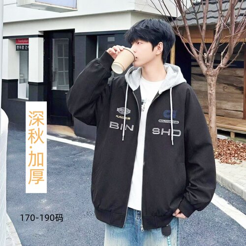 乖路乐男大童深秋加厚连帽夹克潮