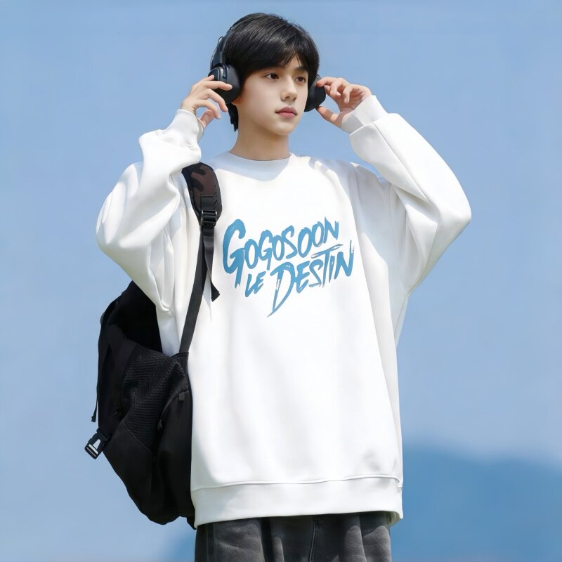 春款2026快乐印象男大童圆领字母印花卫衣初高中生休闲长袖体恤潮