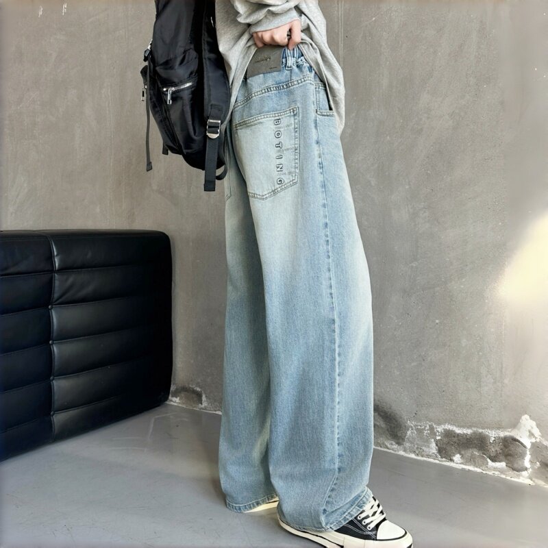 米凡拉丁春新款2026男大童牛仔直筒裤青少年学生时尚简潮休闲长裤