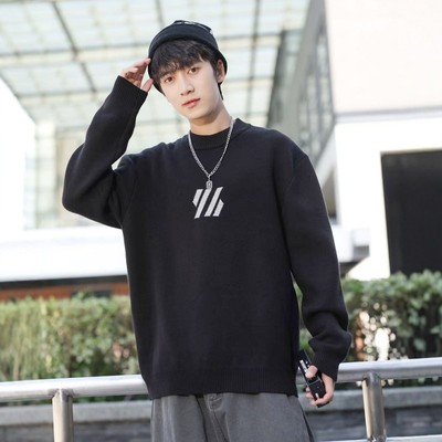 冬款男大童一体绒加厚半高领毛衣