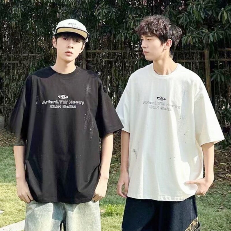 促销夏款2026男大童圆领短袖T简潮 少年男孩学生宽松休闲半袖体恤