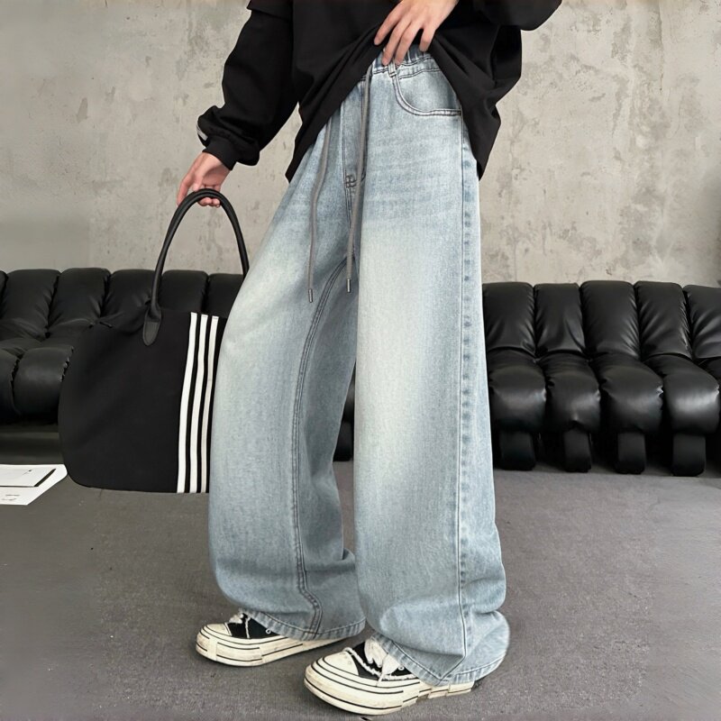 春款2026末班车男大童石磨牛仔裤12男孩16岁学生宽松简潮直筒裤子