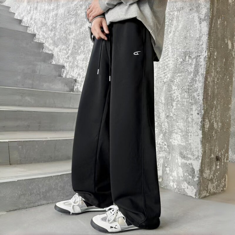 春款2026末班车男大童针织运动裤简潮青少年学生男宽松抽绳直筒裤