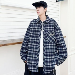 乔迪丹娜秋冬款2025男大童格子衬衫外套初高中学生一体绒加厚衬衣